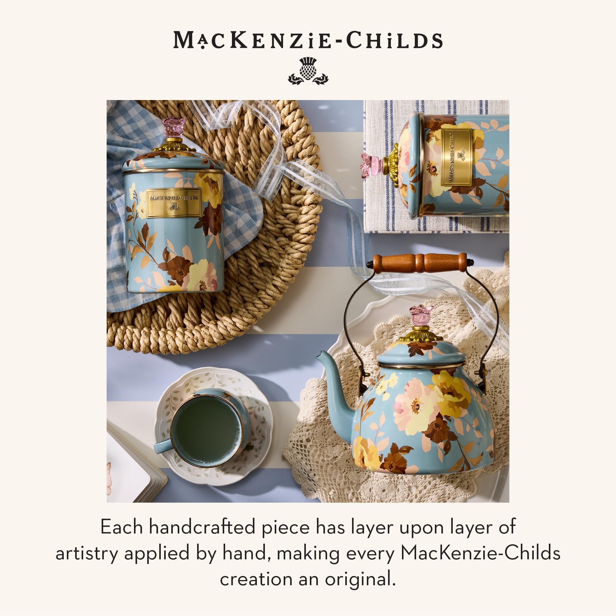 Amazon.com: MACKENZIE-CHILDS Enamel Canister, Large, Wild Rose